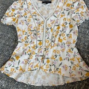 Salo La Fille Floral Peplum Blouse in Yellow and Purple